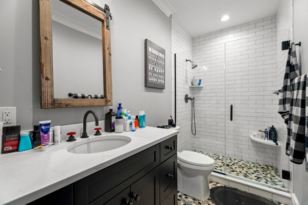 Bathroom, Glass Shower, Interior, Recessed Lighting