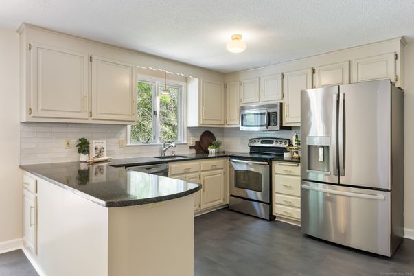 Interior, Kitchen, Stainless Steel Appliances, Wood Texture Flooring