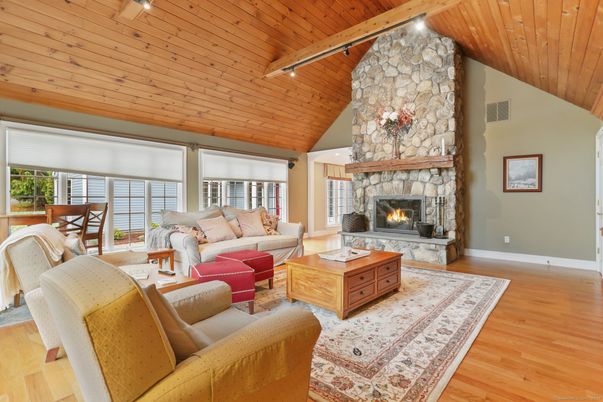 Fireplace, Interior, Living room, Stone Walls, Wooden Beams, Wooden Ceilings, Wood Texture Flooring