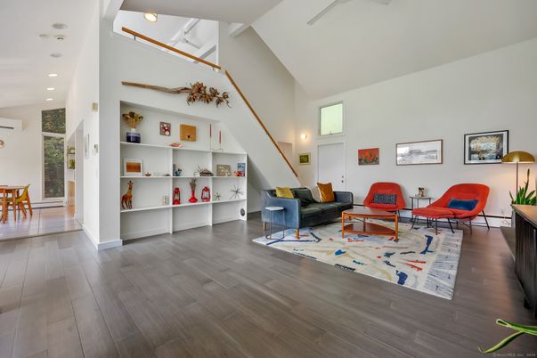 Interior, Living room, Recessed Lighting, Wood Texture Flooring