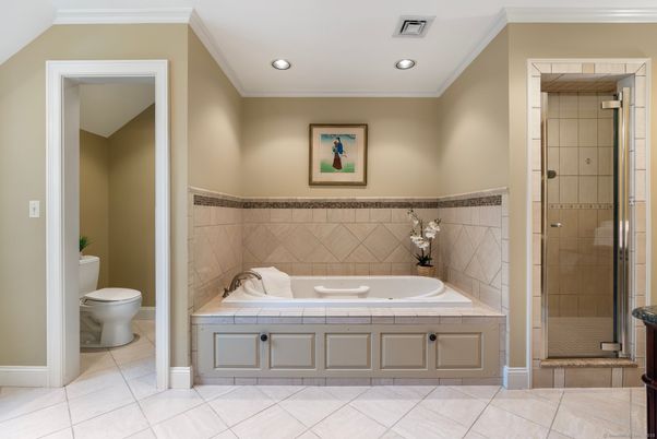 Bathroom, Glass Shower, Interior, Recessed Lighting