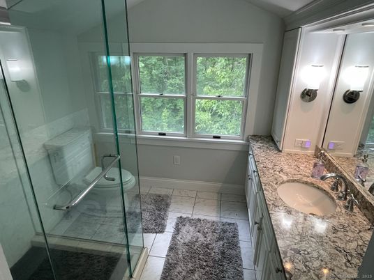 Bathroom, Dual Sink Vanities, Glass Shower, Interior, Marble