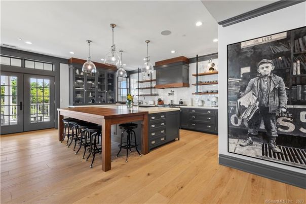 Interior, Kitchen, Pendant Lights, Recessed Lighting, Wood Texture Flooring