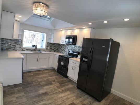 Interior, Kitchen, Recessed Lighting, Wood Texture Flooring