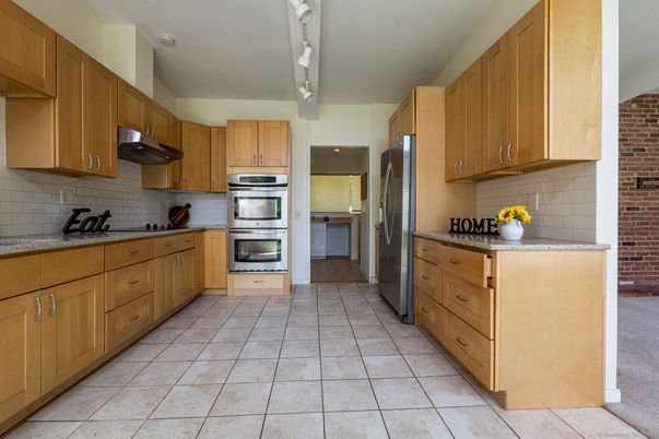 Interior, Kitchen, Stainless Steel Appliances, Stone Walls
