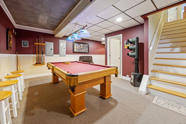Billiard Table, Game Room, Interior, Pendant Lights, Recessed Lighting