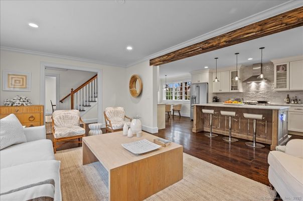 Interior, Kitchen, Living room, Pendant Lights, Recessed Lighting, Stainless Steel Appliances, Wood Texture Flooring