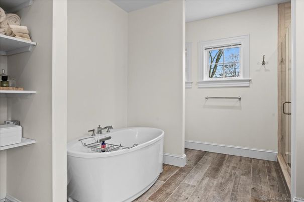 Bathroom, Free Standing Baths, Interior, Wood Texture Flooring