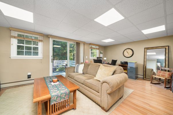 Home Office, Interior, Living room, Recessed Lighting, Wood Texture Flooring