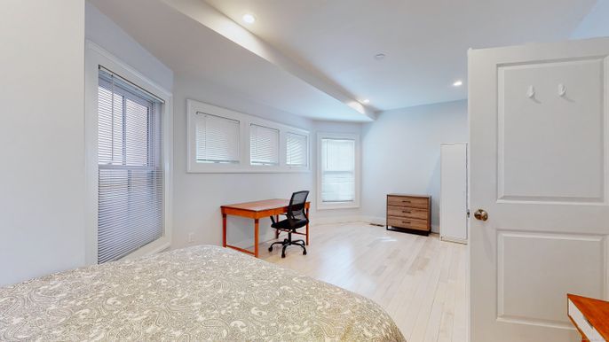 Home Office, Interior, Recessed Lighting, Wood Texture Flooring