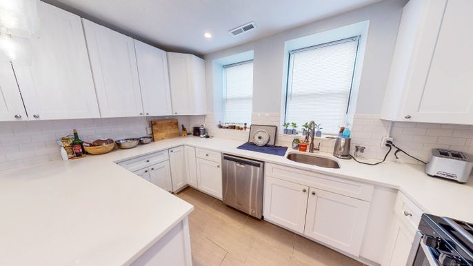 Interior, Kitchen, Recessed Lighting, Wood Texture Flooring