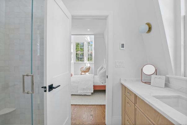 Bathroom, Glass Shower, Interior, Recessed Lighting