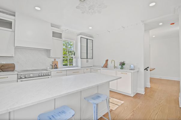 Interior, Kitchen, Recessed Lighting, Wood Texture Flooring