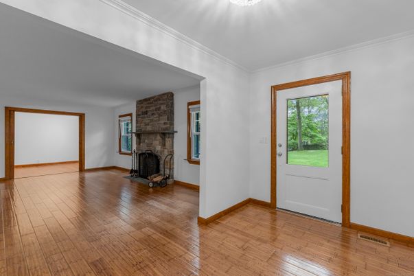 Empty room, Fireplace, Interior, Wood Texture Flooring