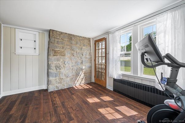 Fitness Equipment, Interior, Stone Walls, Wood Texture Flooring