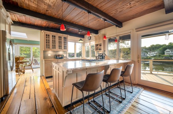 Interior, Kitchen, Pendant Lights, Wooden Beams, Wooden Ceilings, Wood Texture Flooring