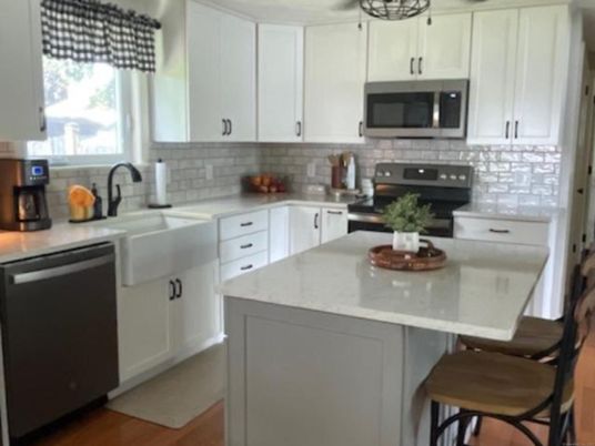 Interior, Kitchen, Stainless Steel Appliances, Wood Texture Flooring