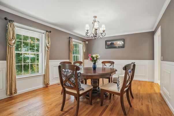 Chandelier, Dining room, Interior, Wood Texture Flooring