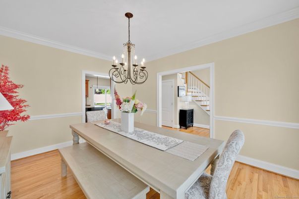 Chandelier, Dining room, Interior, Wood Texture Flooring