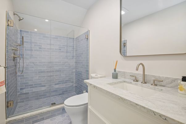 Bathroom, Glass Shower, Interior, Recessed Lighting