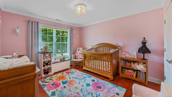 Bedroom, Chandelier, Interior, Wood Texture Flooring