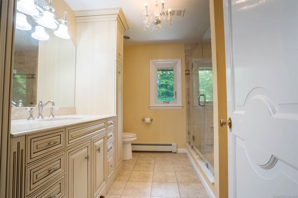 Bathroom, Chandelier, Glass Shower, Interior