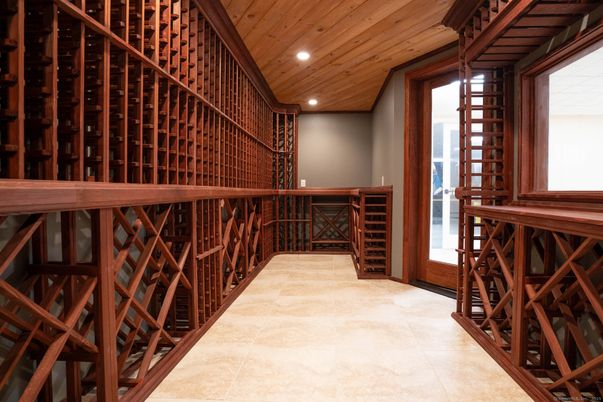 Interior, Recessed Lighting, Wine Storage, Wooden Ceilings