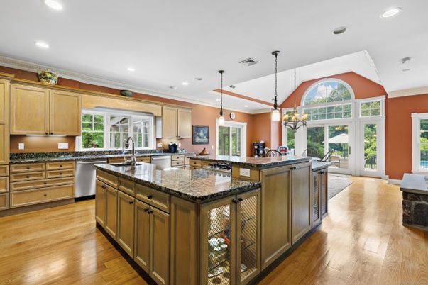 Interior, Kitchen, Pendant Lights, Recessed Lighting, Wood Texture Flooring