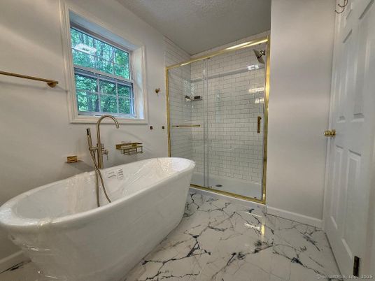 Bathroom, Free Standing Baths, Glass Shower, Interior, Marble