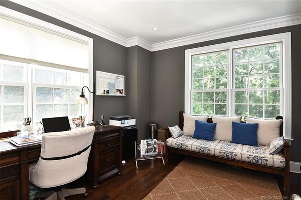 Home Office, Interior, Recessed Lighting, Wood Texture Flooring
