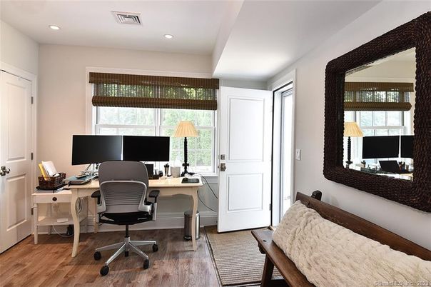 Home Office, Interior, Recessed Lighting, Wood Texture Flooring