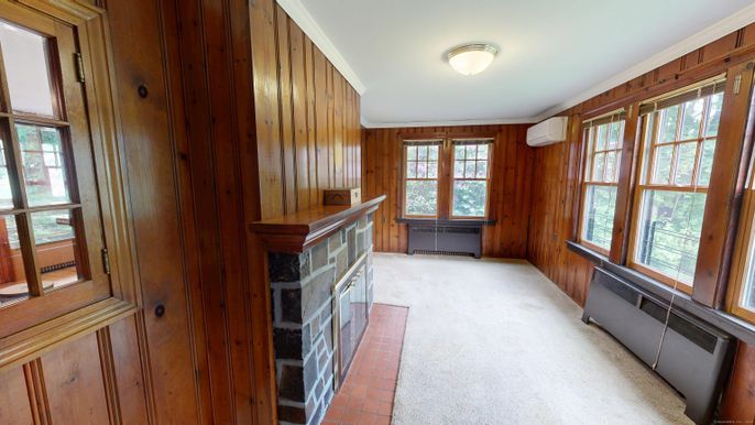 Empty room, Fireplace, Interior, Wooden Walls