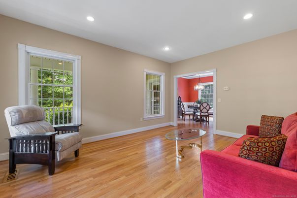 Dining room, Interior, Pendant Lights, Recessed Lighting, Wood Texture Flooring