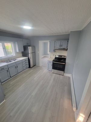 Interior, Kitchen, Stainless Steel Appliances, Wood Texture Flooring