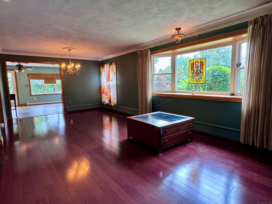 Chandelier, Empty room, Interior, Wood Texture Flooring