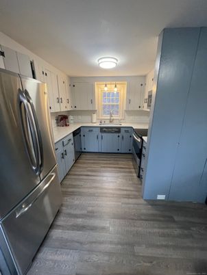 Interior, Kitchen, Stainless Steel Appliances, Wood Texture Flooring