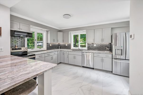 Interior, Kitchen, Marble, Stainless Steel Appliances