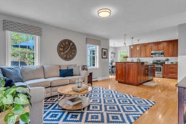 Interior, Kitchen, Living room, Pendant Lights, Recessed Lighting, Stainless Steel Appliances, Wood Texture Flooring