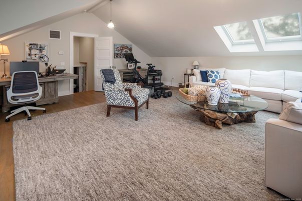 Home Office, Interior, Living room, Pendant Lights, Wood Texture Flooring