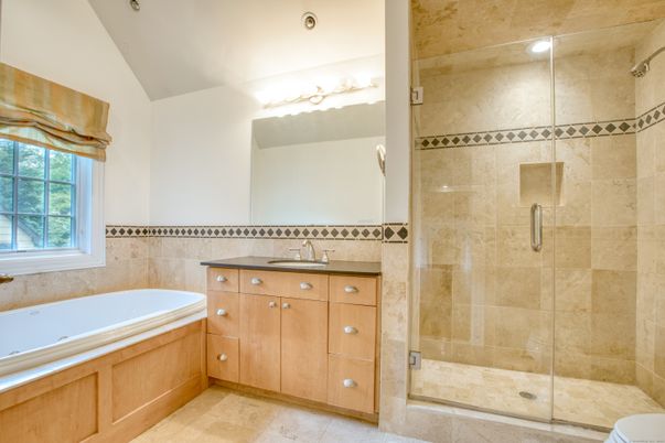 Bathroom, Glass Shower, Interior, Recessed Lighting