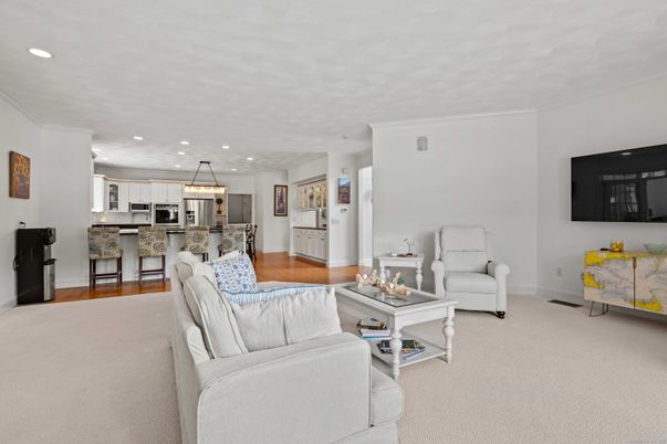 Interior, Kitchen, Living room, Pendant Lights, Recessed Lighting, Stainless Steel Appliances, Wood Texture Flooring
