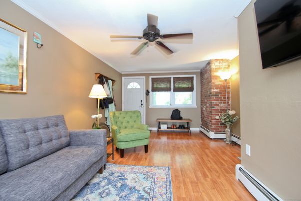 Interior, Living room, Stone Walls, Wood Texture Flooring