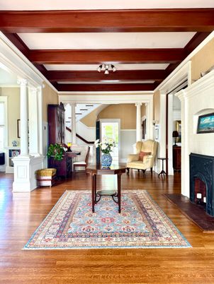 Fireplace, Interior, Living room, Wooden Beams, Wood Texture Flooring