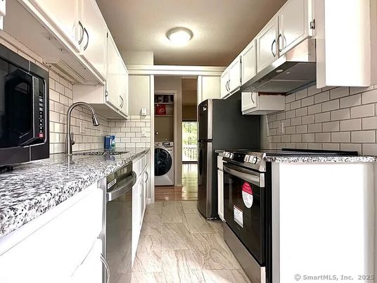Interior, Kitchen, Stainless Steel Appliances, Washer, Wood Texture Flooring