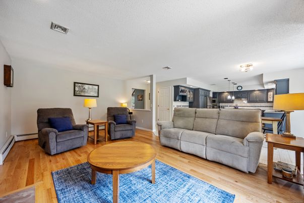 Interior, Kitchen, Living room, Stainless Steel Appliances, Wood Texture Flooring