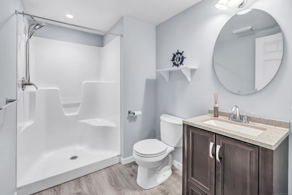 Bathroom, Interior, Recessed Lighting, Wood Texture Flooring