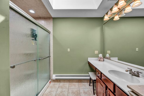 Bathroom, Glass Shower, Interior, Recessed Lighting