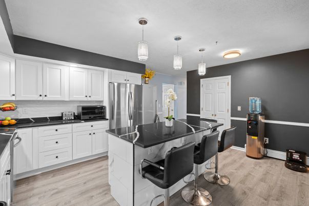 Interior, Kitchen, Pendant Lights, Stainless Steel Appliances, Wood Texture Flooring