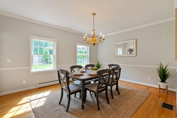 Chandelier, Dining room, Interior, Wood Texture Flooring
