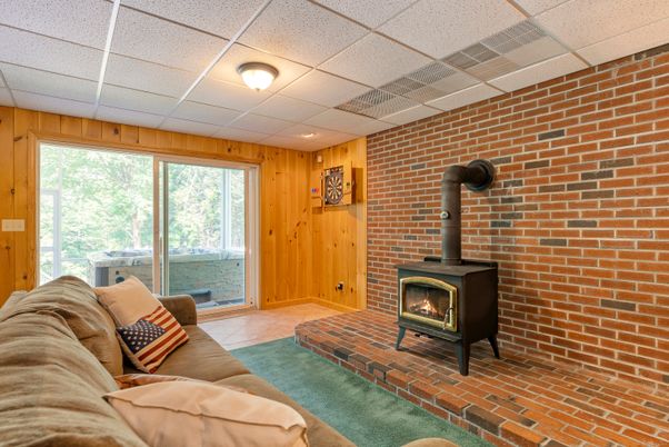 Fireplace, Interior, Living room, Stone Walls, Wooden Walls